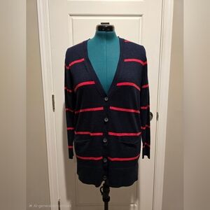 Old Navy Navy and Red Striped Cardigan